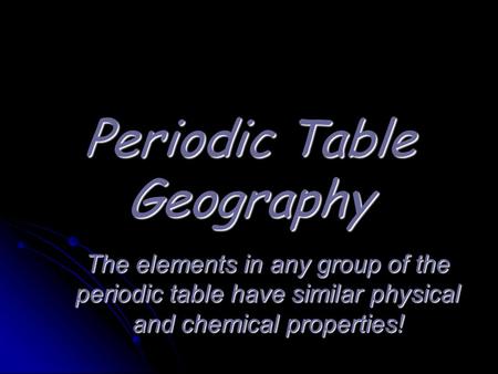 Periodic Table Geography