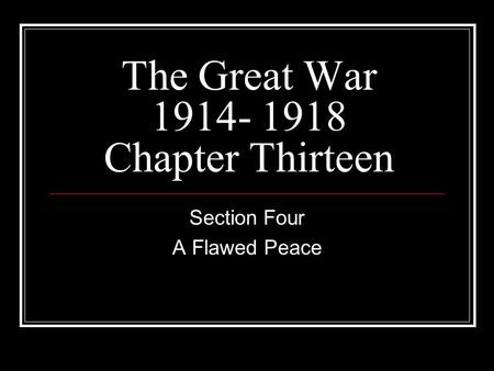 The Great War Chapter Thirteen