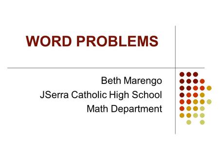 Beth Marengo JSerra Catholic High School Math Department