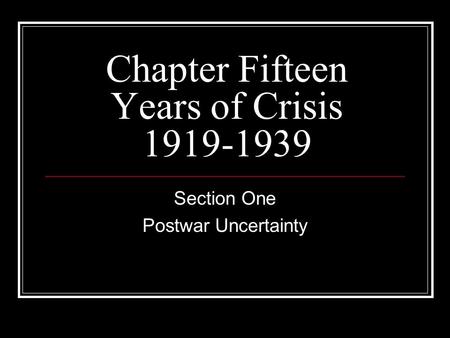 Chapter Fifteen Years of Crisis