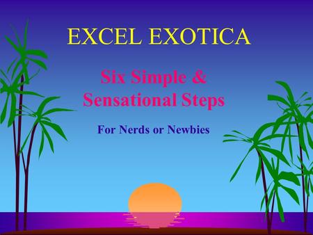 EXCEL EXOTICA Six Simple & Sensational Steps For Nerds or Newbies.