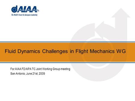 Fluid Dynamics Challenges in Flight Mechanics WG For AIAA FD/APA TC Joint Working Group meeting San Antonio, June 21st, 2009.