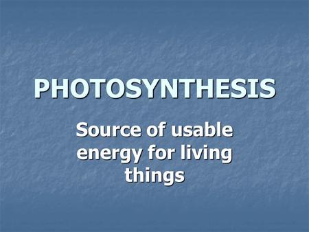 Source of usable energy for living things