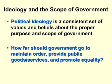 Ideology and the Scope of Government