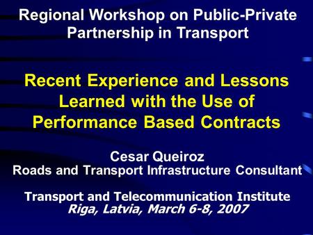 Regional Workshop on Public-Private
