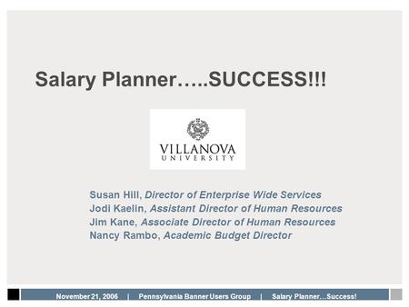 Salary Planner…..SUCCESS!!!