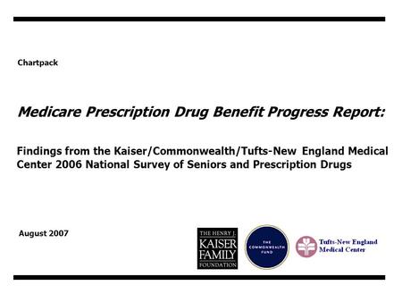 Chartpack Medicare Prescription Drug Benefit Progress Report: Findings from the Kaiser/Commonwealth/Tufts-New England Medical Center 2006 National Survey.