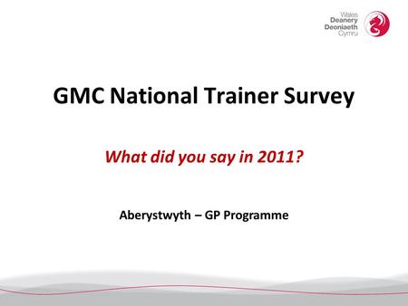 GMC National Trainer Survey What did you say in 2011? Aberystwyth – GP Programme.