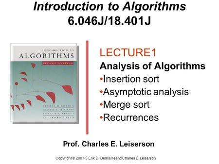 Introduction to Algorithms 6.046J/18.401J