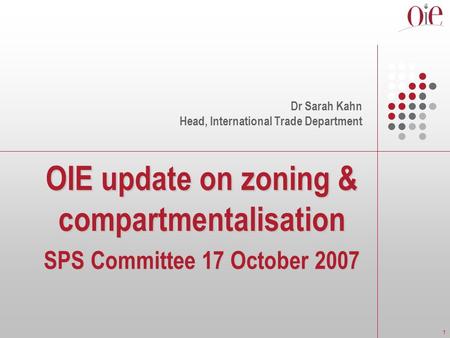 OIE update on zoning & compartmentalisation
