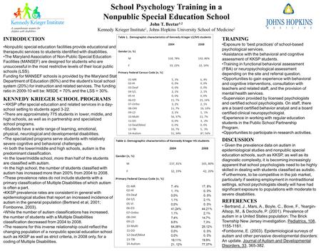 TRAINING Exposure to best practices of school-based psychological services. Assistance with the behavioral and cognitive assessment of KKSP students. Training.