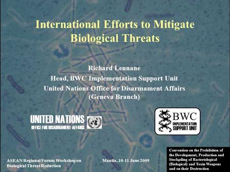 International Efforts to Mitigate Biological Threats