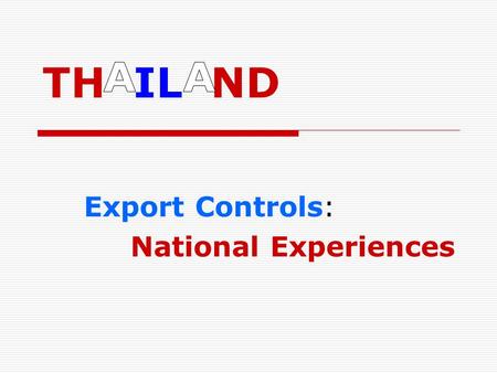 Export Controls: National Experiences