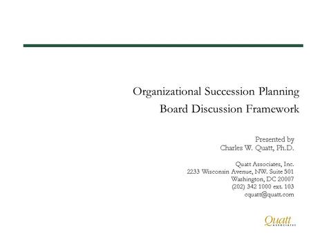 Organizational Succession Planning Board Discussion Framework.