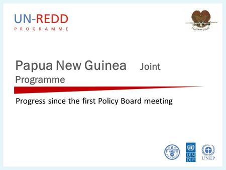 Papua New Guinea Joint Programme Progress since the first Policy Board meeting.