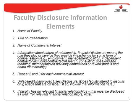 Faculty Disclosure Information Elements