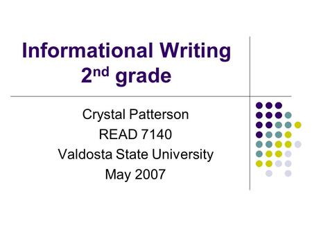 Informational Writing 2nd grade