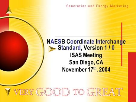 NAESB Coordinate Interchange Standard, Version 1 / 0