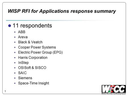 WISP RFI for Applications response summary