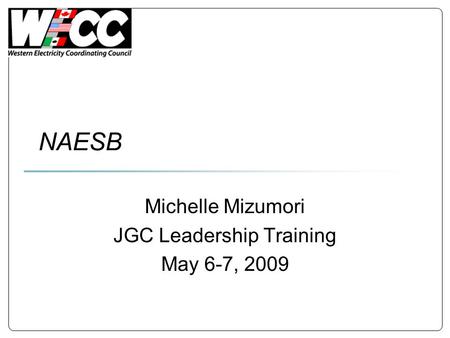 NAESB Michelle Mizumori JGC Leadership Training May 6-7, 2009.