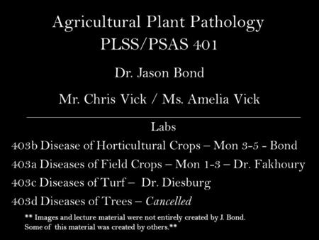 Agricultural Plant Pathology