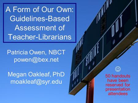 A Form of Our Own: Guidelines-Based Assessment of Teacher-Librarians