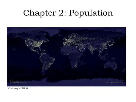 Chapter 2: Population http://apod.nasa.gov/apod/ap001127.html Courtesy of NASA.
