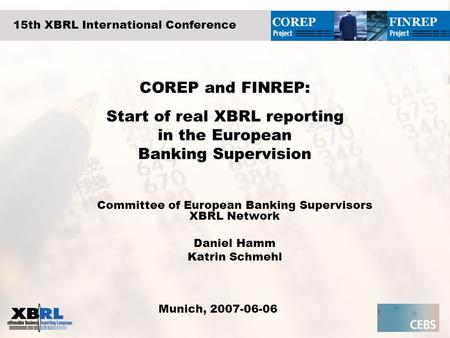 Committee of European Banking Supervisors XBRL Network
