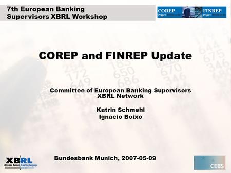 COREP and FINREP Update