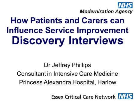 How Patients and Carers can Influence Service Improvement
