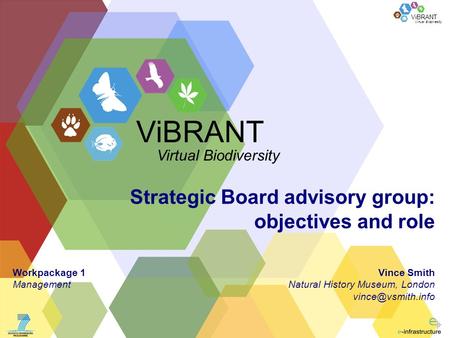 Virtual Biodiversity ViBRANT Strategic Board advisory group: objectives and role Vince Smith Natural History Museum, London ViBRANT Virtual.