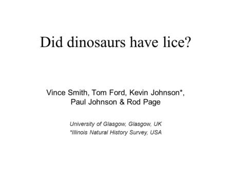 Did dinosaurs have lice?