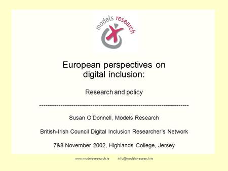 European perspectives on digital inclusion: Research and policy -----------------------------------------------------------------------