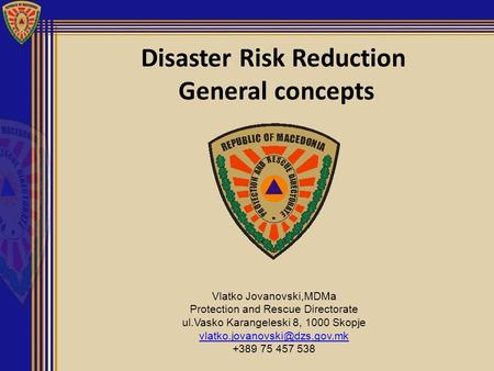 Disaster Risk Reduction General concepts