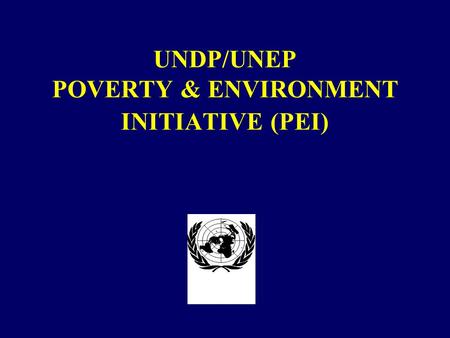 UNDP/UNEP POVERTY & ENVIRONMENT INITIATIVE (PEI).