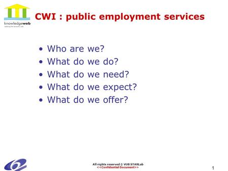 All rights reserved © VUB STARLab Confidential Document > Challenges CWI Public Employment Services Drs. Theo Mensen.