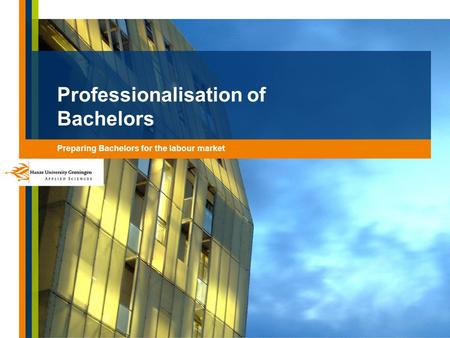Professionalisation of Bachelors Preparing Bachelors for the labour market.