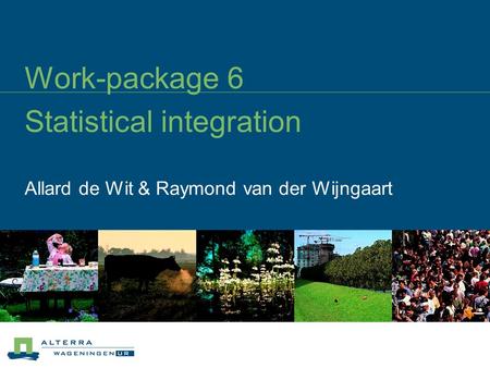 Work-package 6 Statistical integration Allard de Wit & Raymond van der Wijngaart.