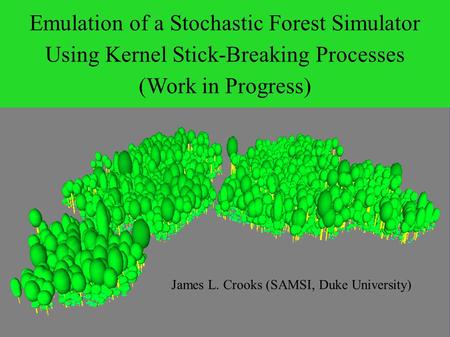 Emulation of a Stochastic Forest Simulator Using Kernel Stick-Breaking Processes (Work in Progress) James L. Crooks (SAMSI, Duke University)
