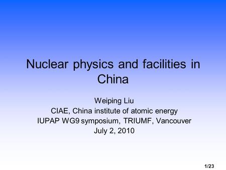 Nuclear physics and facilities in China