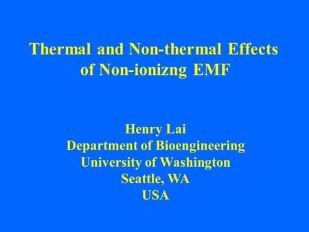 Thermal and Non-thermal Effects of Non-ionizng EMF
