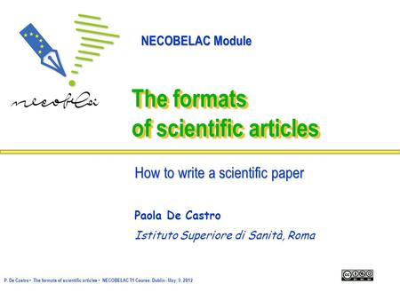 The formats of scientific articles
