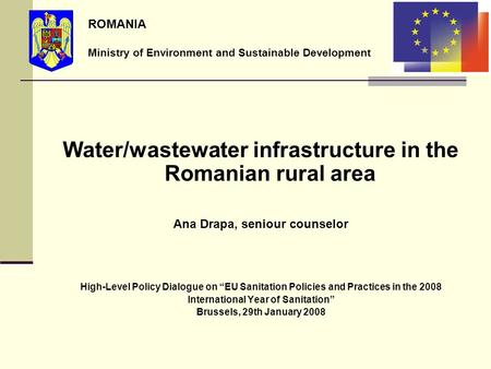 Water/wastewater infrastructure in the Romanian rural area