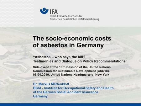The socio-economic costs of asbestos in Germany