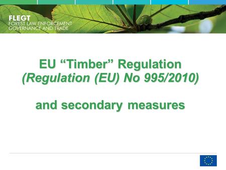 EU Timber Regulation (Regulation (EU) No 995/2010) and secondary measures.