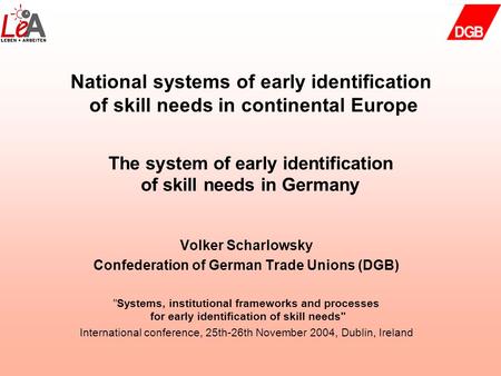 The system of early identification of skill needs in Germany