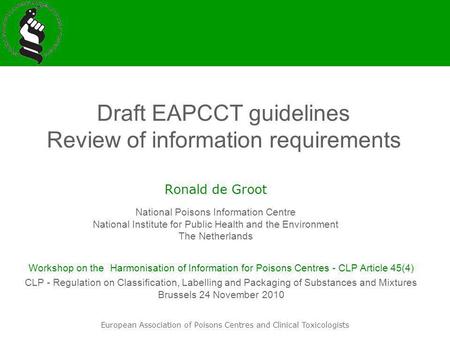 Draft EAPCCT guidelines Review of information requirements