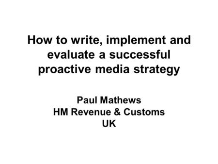 Paul Mathews HM Revenue & Customs UK