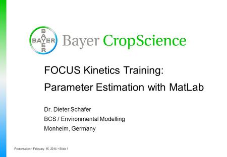 FOCUS Kinetics Training: Parameter Estimation with MatLab