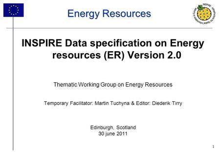 1 Energy Resources INSPIRE Data specification on Energy resources (ER) Version 2.0 Thematic Working Group on Energy Resources Temporary Facilitator: Martin.